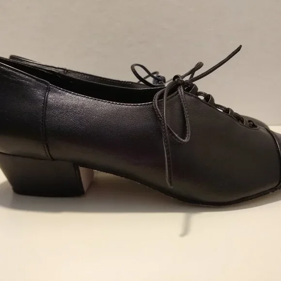 Dance Shoes 1.6" Cuban Heel Lace Up Ballroom Shoes Size 7 - Picture 5 of 9